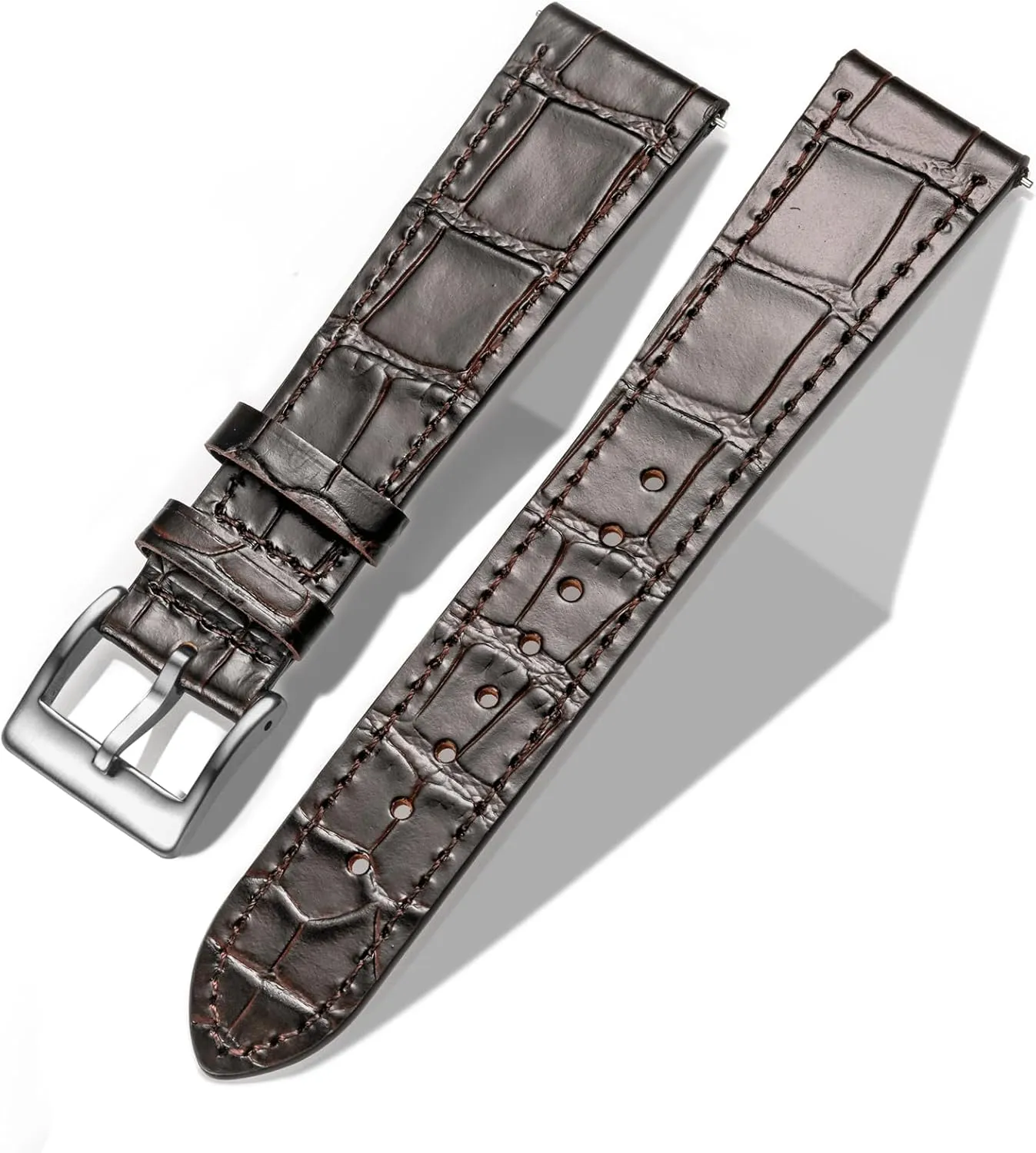Hemsut Alligator Grain Leather Watch Band, Quick Release Genuine Leather Watch Strap 18mm,19mm, 20mm, 21mm 22mm for Men and Women