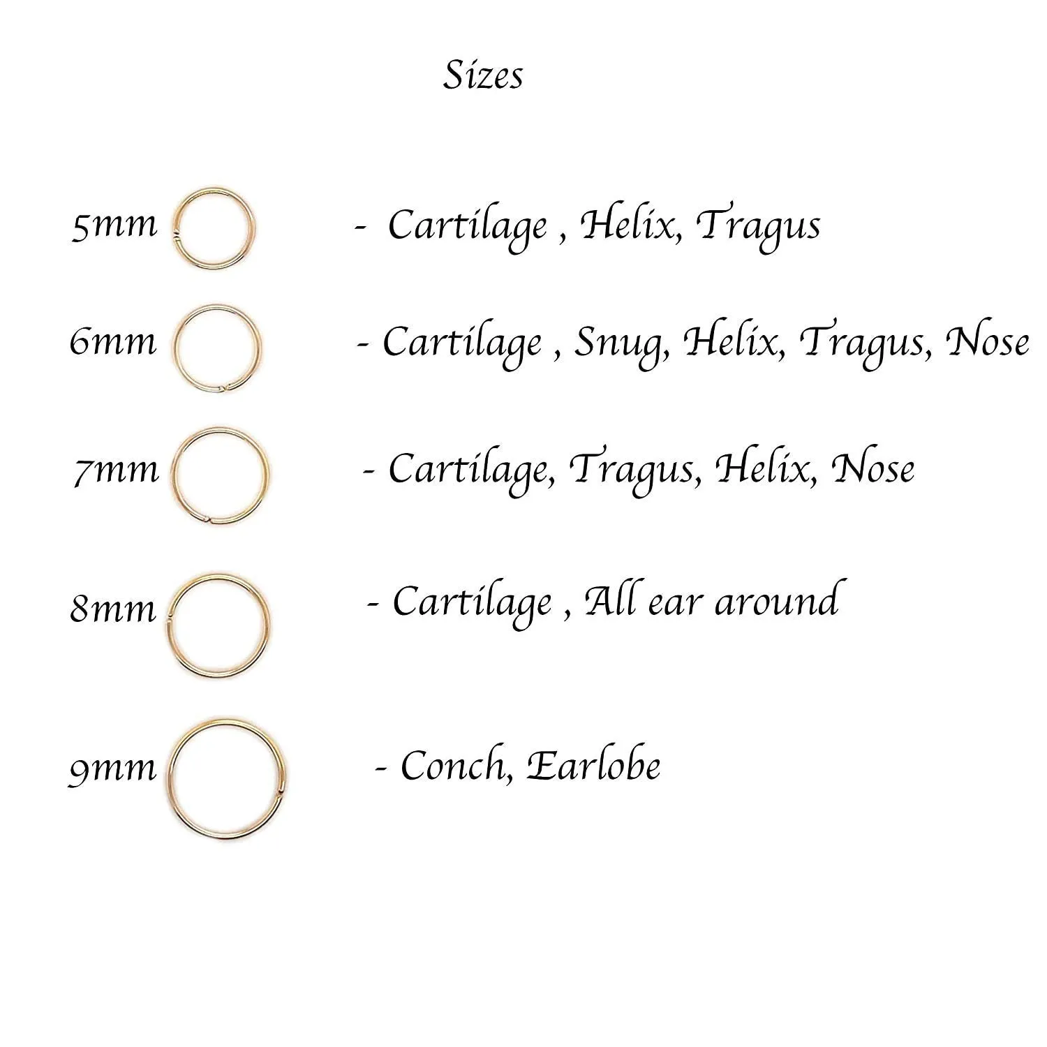 Hoop Earrings Cartilage Nose Septum Ear Helix Tragus Rings Multiple Piercing Jewelry for Women Hypoallergenic Thin Tiny Hoops (5mm | 20 GA, 14K Gold Filled)