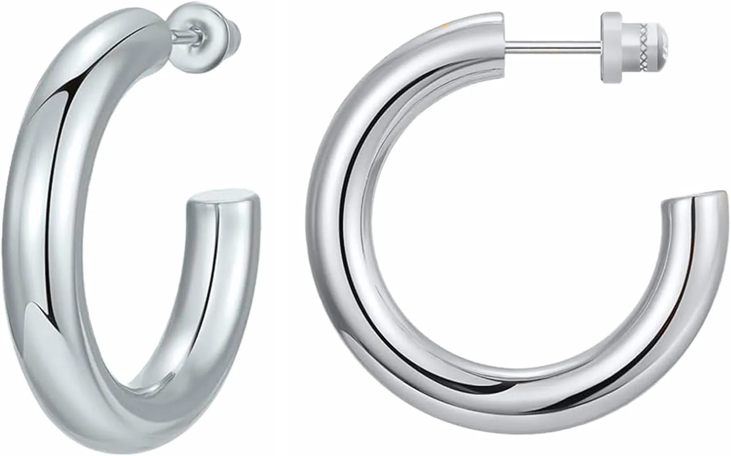 Hopply 4mm Wide Gold Open Hoop Earrings for Women,Lightweight Hypoallergenic Stainless Steel Chunky Thick Hoop Earrings For Girls Trendy Jewelry Gifts 20/25/35mm