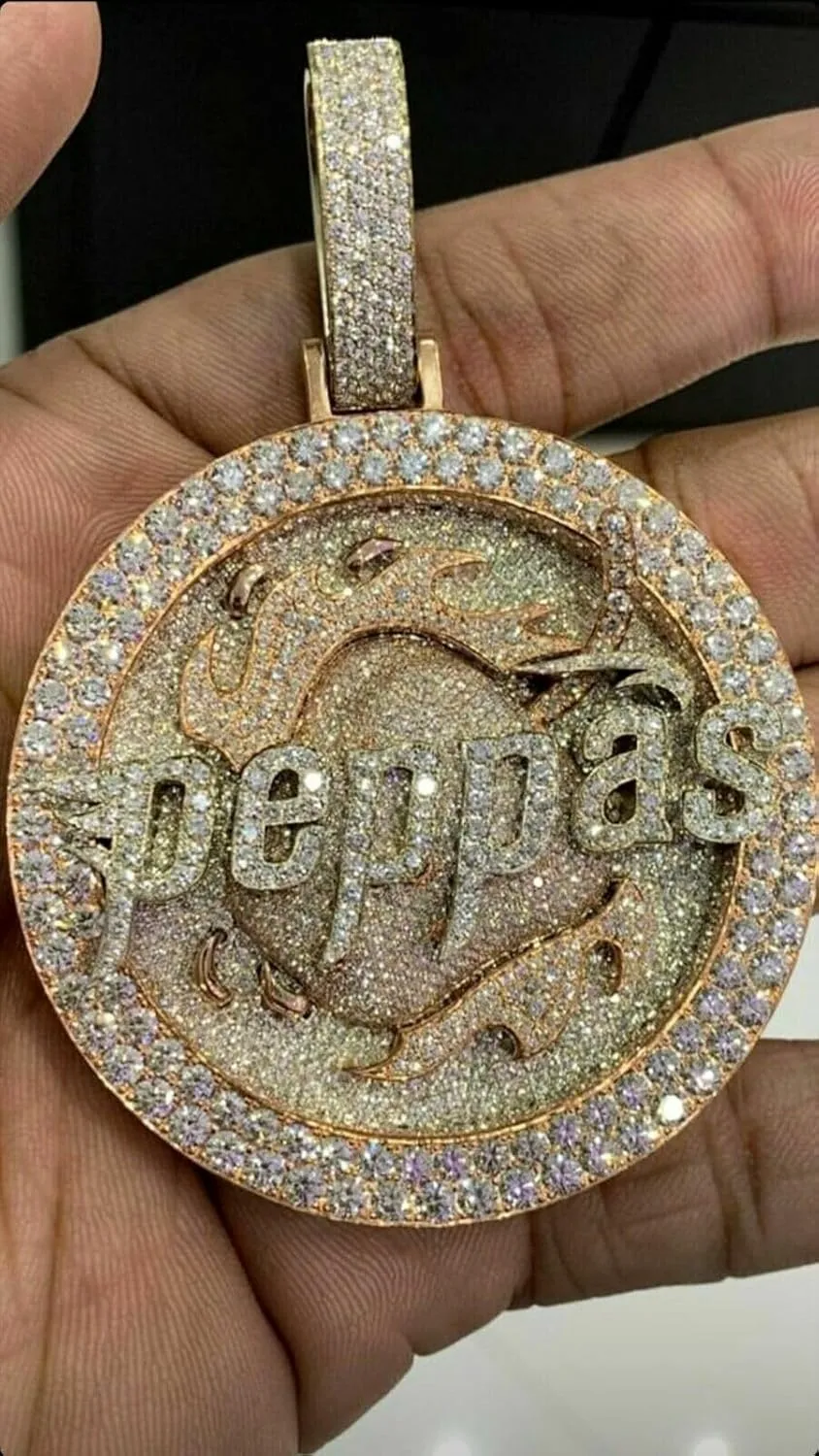 Iced Out Custom Letter Hip Hop Pendant, Mens Name Pendant, 2 Ct Round Simulated Diamonds, 14K Yellow Gold Finish, 925 Sterling Silver Charm Necklace