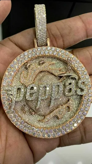 Iced Out Custom Letter Hip Hop Pendant, Mens Name Pendant, 2 Ct Round Simulated Diamonds, 14K Yellow Gold Finish, 925 Sterling Silver Charm Necklace
