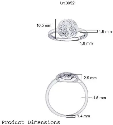 IGI Certified Diamond Accent Vine Leaf Engraved Circle Disc Fashion Ring in 10K White Gold (0.04 Cttw)