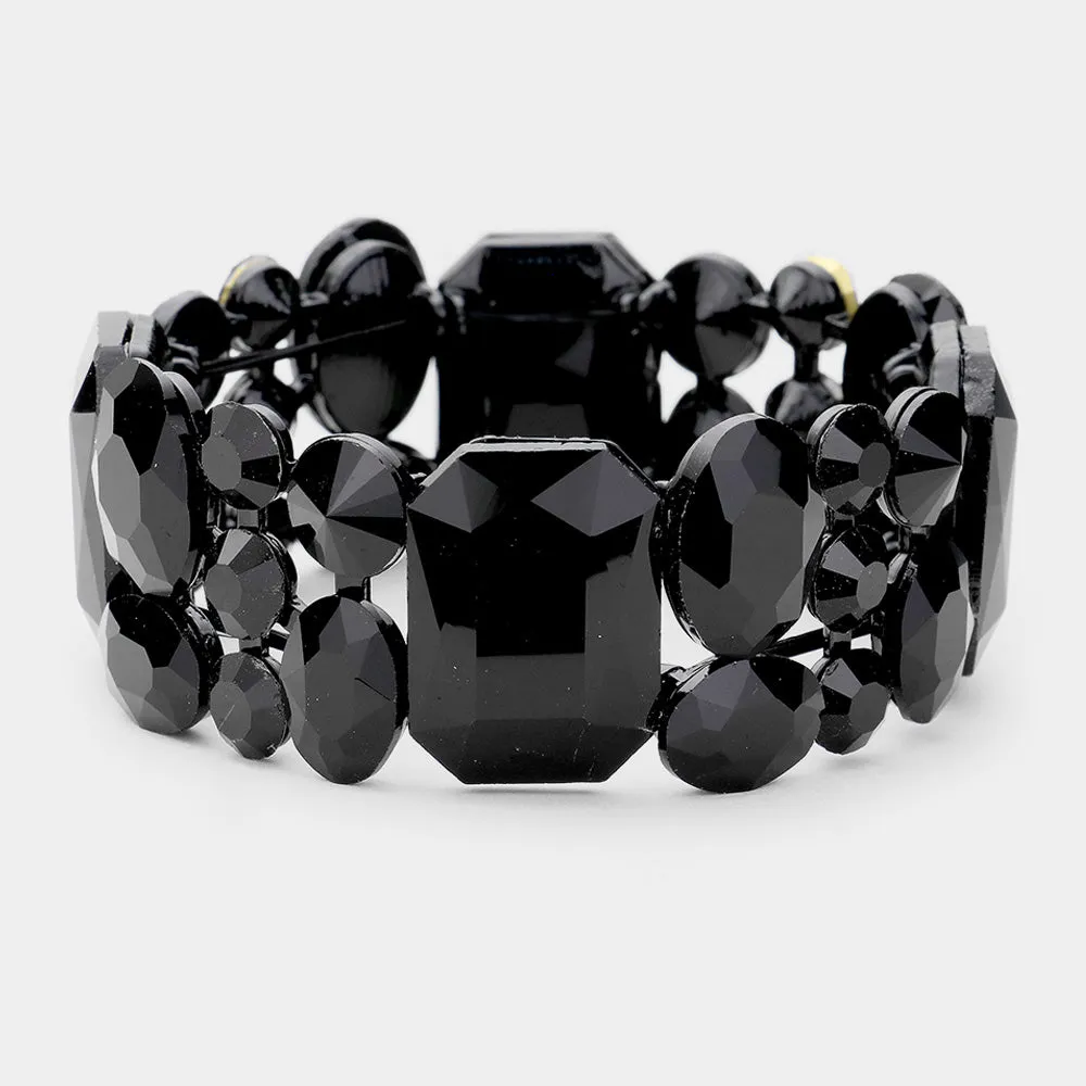 iLLASPARKZ Emerald Cut Crystal Accented Stretch Evening Bracelet