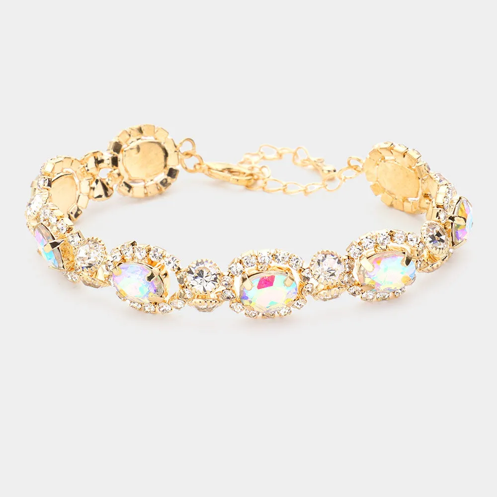 iLLASPARKZ Emerald cut Crystal Glass Rhinestone Pave Evening Bracelet
