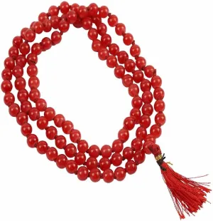 IndianStore4All Red Jade 6 to 7 mm Jade Beads Hand Knotted Mala Necklace 108 1 Blessed & Energized Buddhist Mala