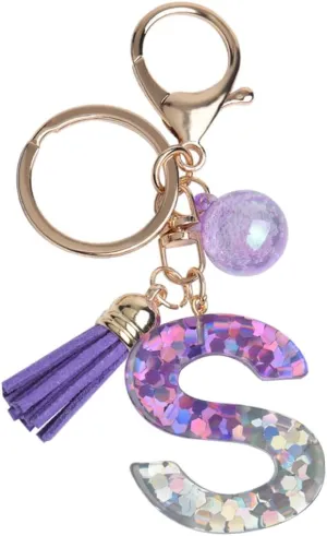 Initial A S M Letter Keychain for Car Keys Letter L K U E Keychains for Backpack Purse Bag Tassel Accessories