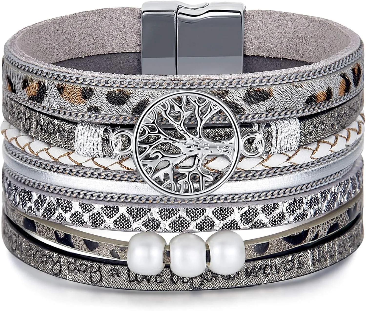Inspirational Tree of Life Leather Bracelets for Women,Birthday Mothers Day Jewelry Gifts for Teen Girls