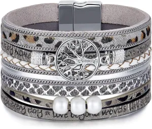 Inspirational Tree of Life Leather Bracelets for Women,Birthday Mothers Day Jewelry Gifts for Teen Girls