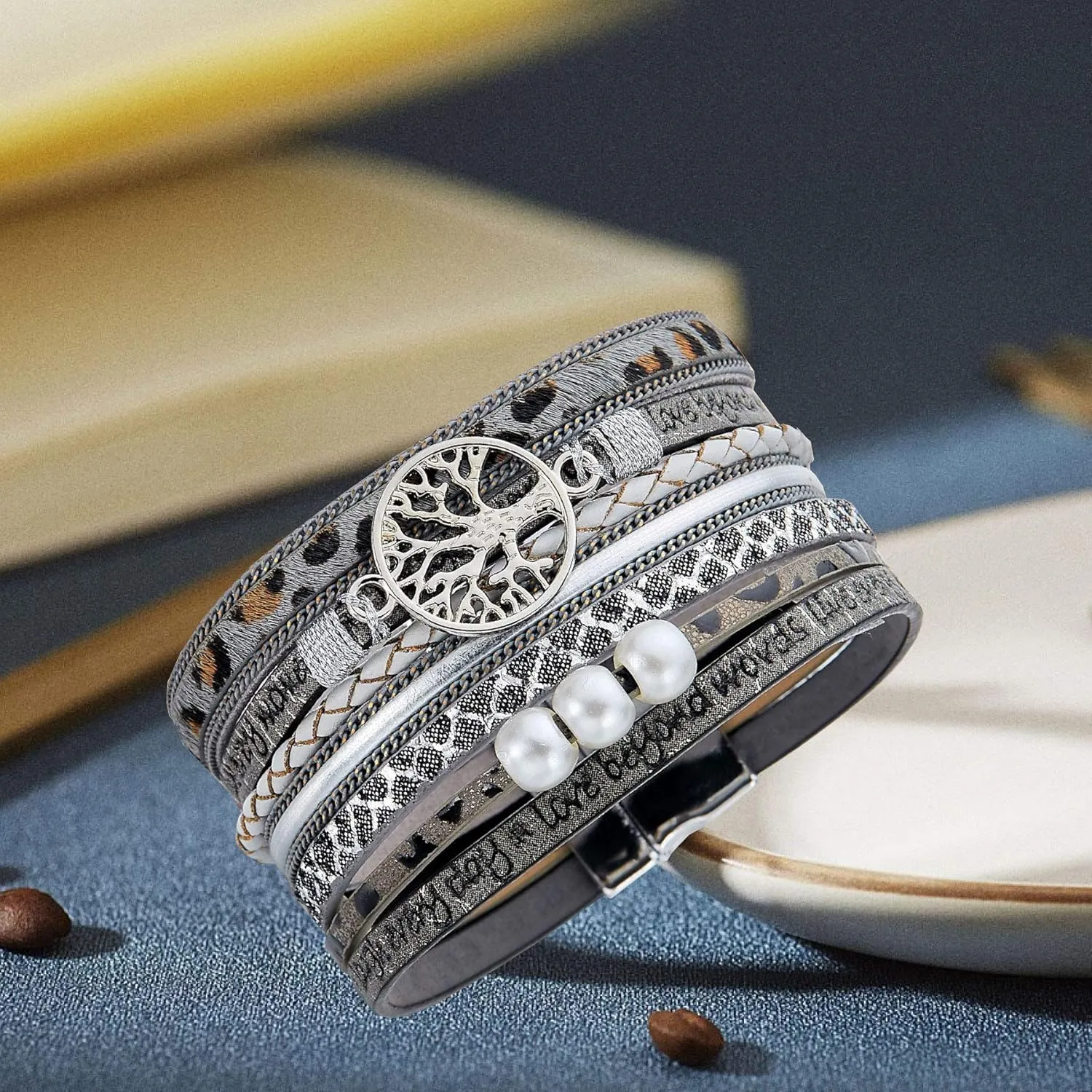 Inspirational Tree of Life Leather Bracelets for Women,Birthday Mothers Day Jewelry Gifts for Teen Girls