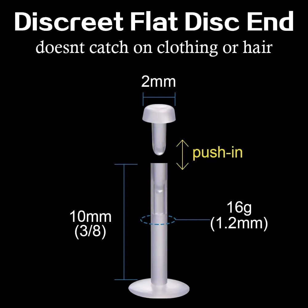 intera 16G clear earrings for sports Bioflex Labret helix piercing jewelry clear nose studs 12pc Set (6mm/8mm/10mm/12mm) for Work, Surgery