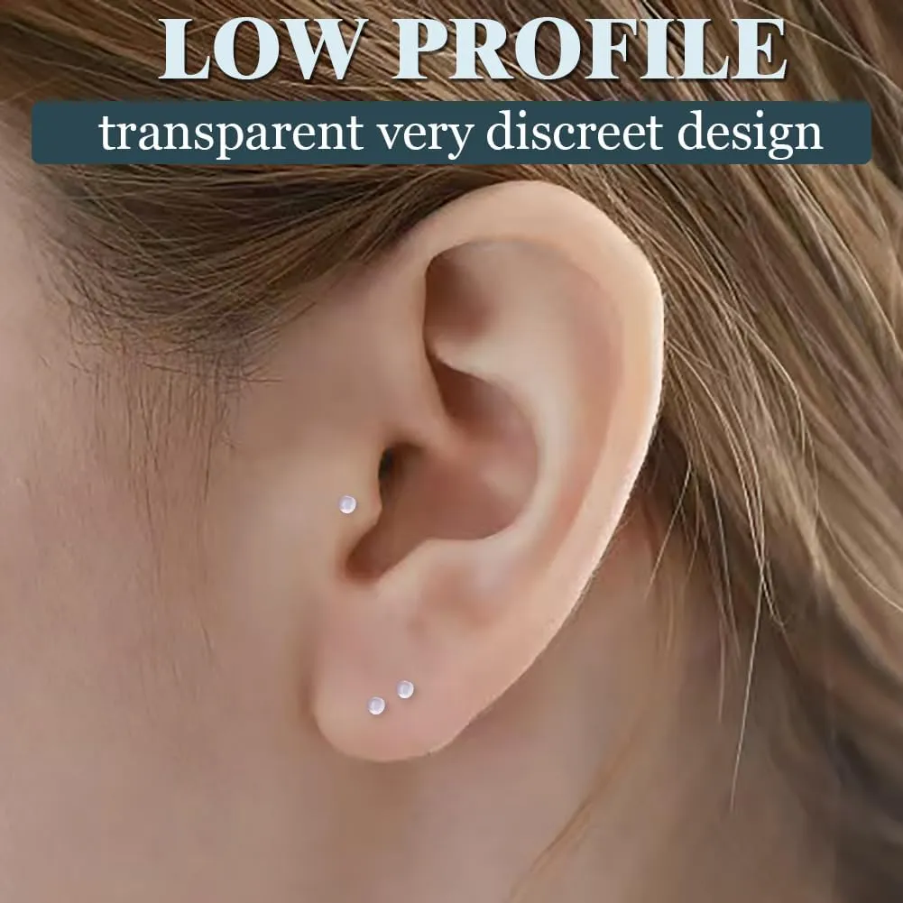 intera 16G clear earrings for sports Bioflex Labret helix piercing jewelry clear nose studs 12pc Set (6mm/8mm/10mm/12mm) for Work, Surgery