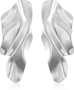 Irregular Geometric Texture Stud Earrings Folds Dangle Creative Minimalism Metal Simple Modern Earrings Jewelry for Women