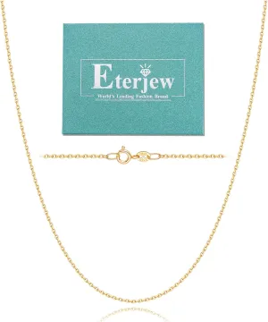 Italian 1.1mm Real 18K Gold Over 925 Sterling Silver Chain Necklace for Women, Women's Cable Chain Necklace for Women, Shiny & Sturdy & Not Easy to Fade & Comfortable 14 16 18 20 22 24 Inch