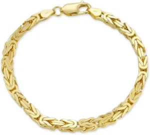 Italian 14K Gold Plated Sterling Silver Byzantine Link Bracelet for Women & Men - Byzantine Link Bracelet for Men & Women Jewelry Gifts