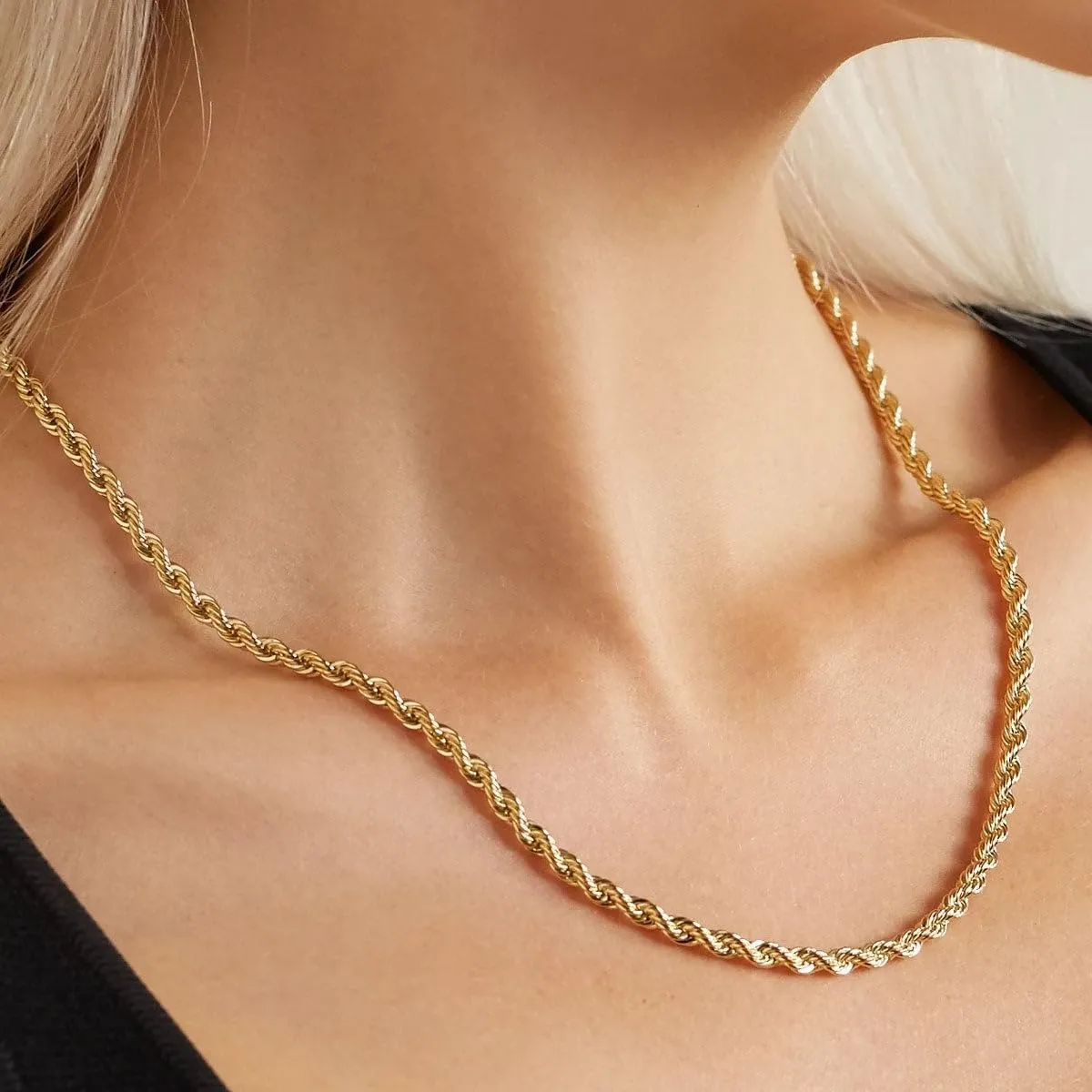 Italian 14K Solid Yellow Gold Rope Chain Necklace for Men & Women Radiant Diamond Cut with Lobster Claw Clasp 14K Real Gold Jewelry (1.5mm, 2mm, 2.3mm, 2.5mm, 3mm, 3.5mm, 4mm)