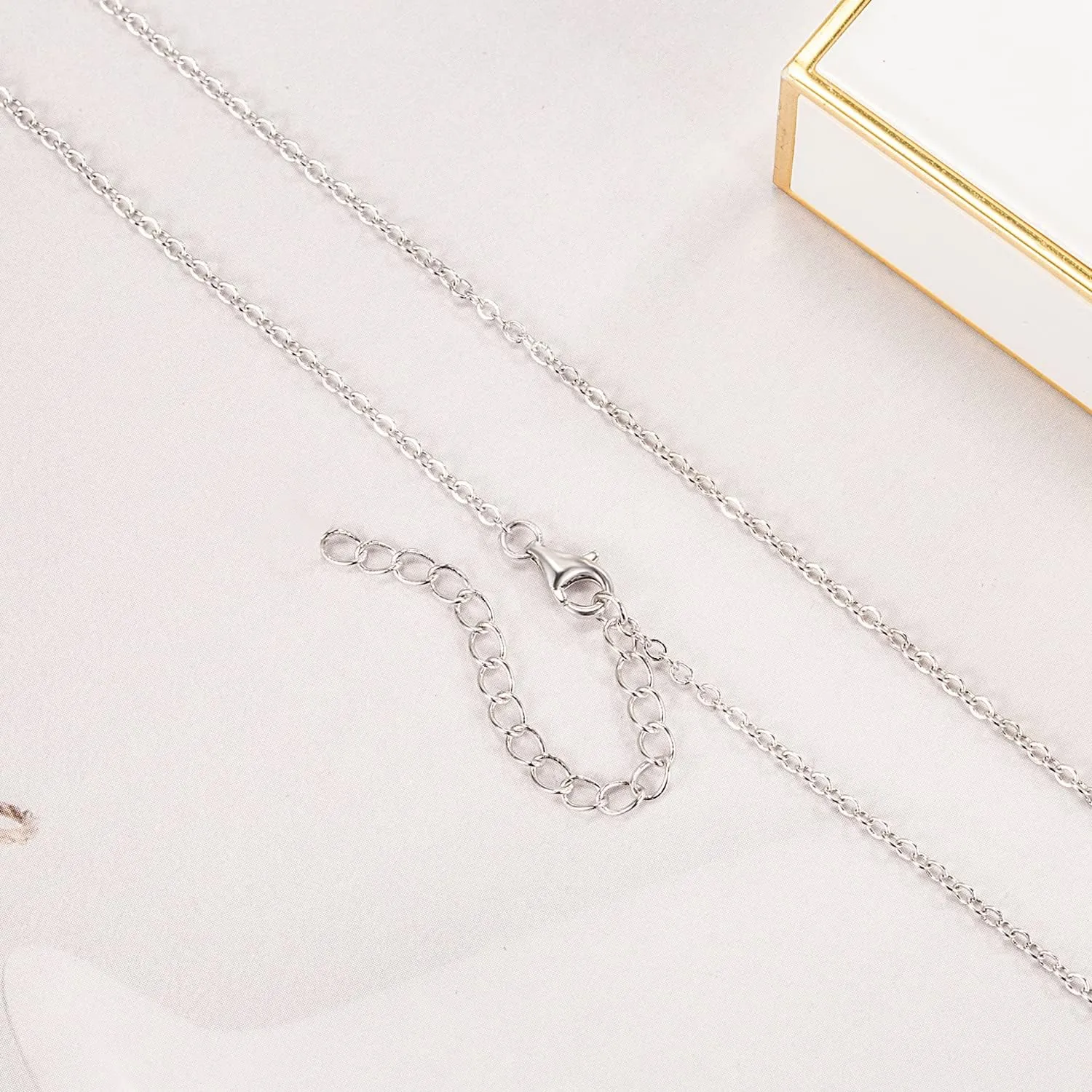 Italian 925 Sterling Silver Necklace For Women 0.9mm Box Chain 1.3mm Rolo Chain O-Chain Lobster Claw Clasp - Pendant Chain - 16 "18" 20 "22" 24 "26" Jewelry Gift
