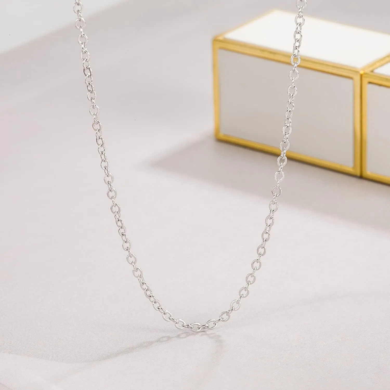 Italian 925 Sterling Silver Necklace For Women 0.9mm Box Chain 1.3mm Rolo Chain O-Chain Lobster Claw Clasp - Pendant Chain - 16 "18" 20 "22" 24 "26" Jewelry Gift