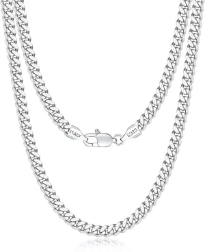 Italian Solid 18k Gold Over 925 Sterling Silver Chain Necklace for Men Women, 3.5mm, 5mm Diamond Cut Cuban Link Chain, Sturdy & Shiny & Not Easy to Fade & Comfortable 16 18 20 22 24 26 Inch