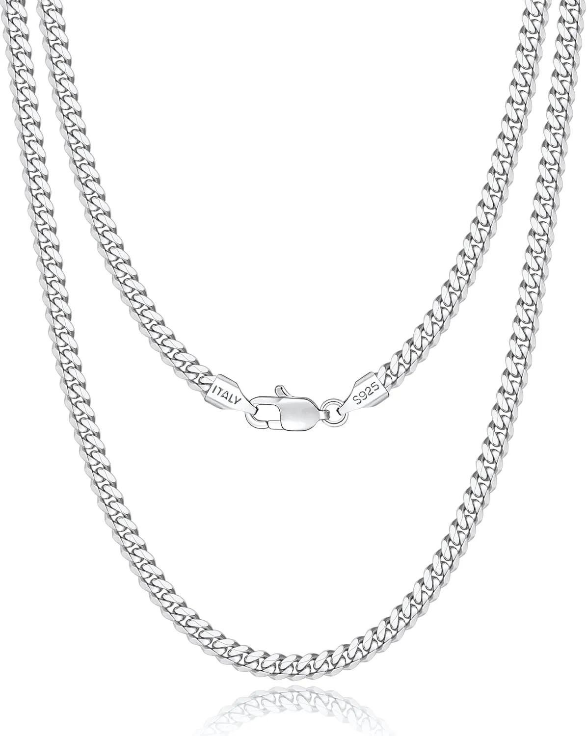 Italian Solid 18k Gold Over 925 Sterling Silver Chain Necklace for Men Women, 3.5mm, 5mm Diamond Cut Cuban Link Chain, Sturdy & Shiny & Not Easy to Fade & Comfortable 16 18 20 22 24 26 Inch