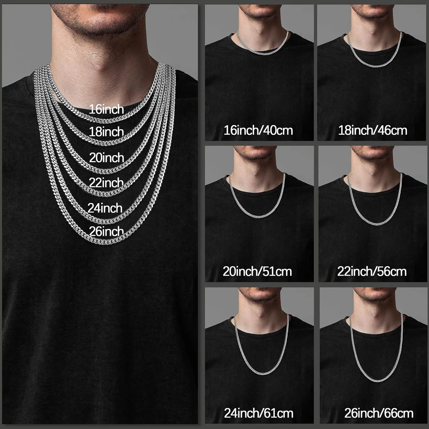 Italian Solid 18k Gold Over 925 Sterling Silver Chain Necklace for Men Women, 3.5mm, 5mm Diamond Cut Cuban Link Chain, Sturdy & Shiny & Not Easy to Fade & Comfortable 16 18 20 22 24 26 Inch