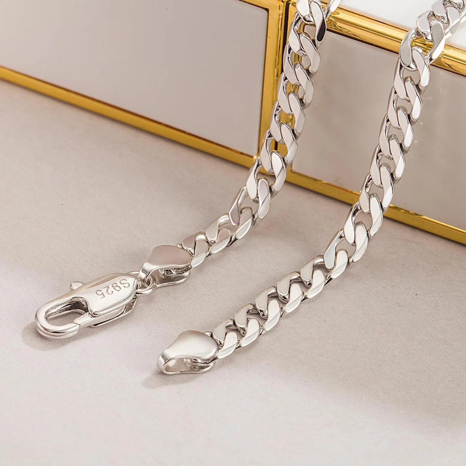 Italy 925 Sterling Silver Men Bracelet 3-4-5MM Diamond Cut Cuban Link Chain 5.9 "6.3" 7" 7.5" 8" 8.5" 9" Fine Cuff Jewelry Gifts For Women
