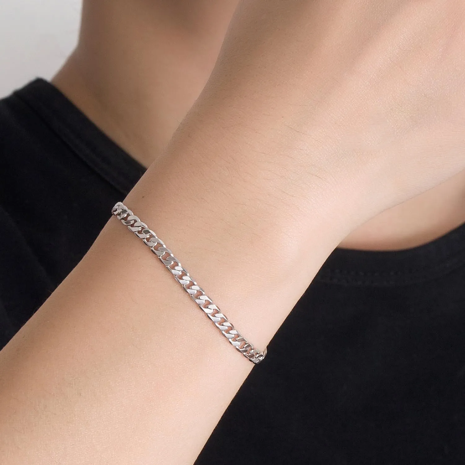 Italy 925 Sterling Silver Men Bracelet 3-4-5MM Diamond Cut Cuban Link Chain 5.9 "6.3" 7" 7.5" 8" 8.5" 9" Fine Cuff Jewelry Gifts For Women
