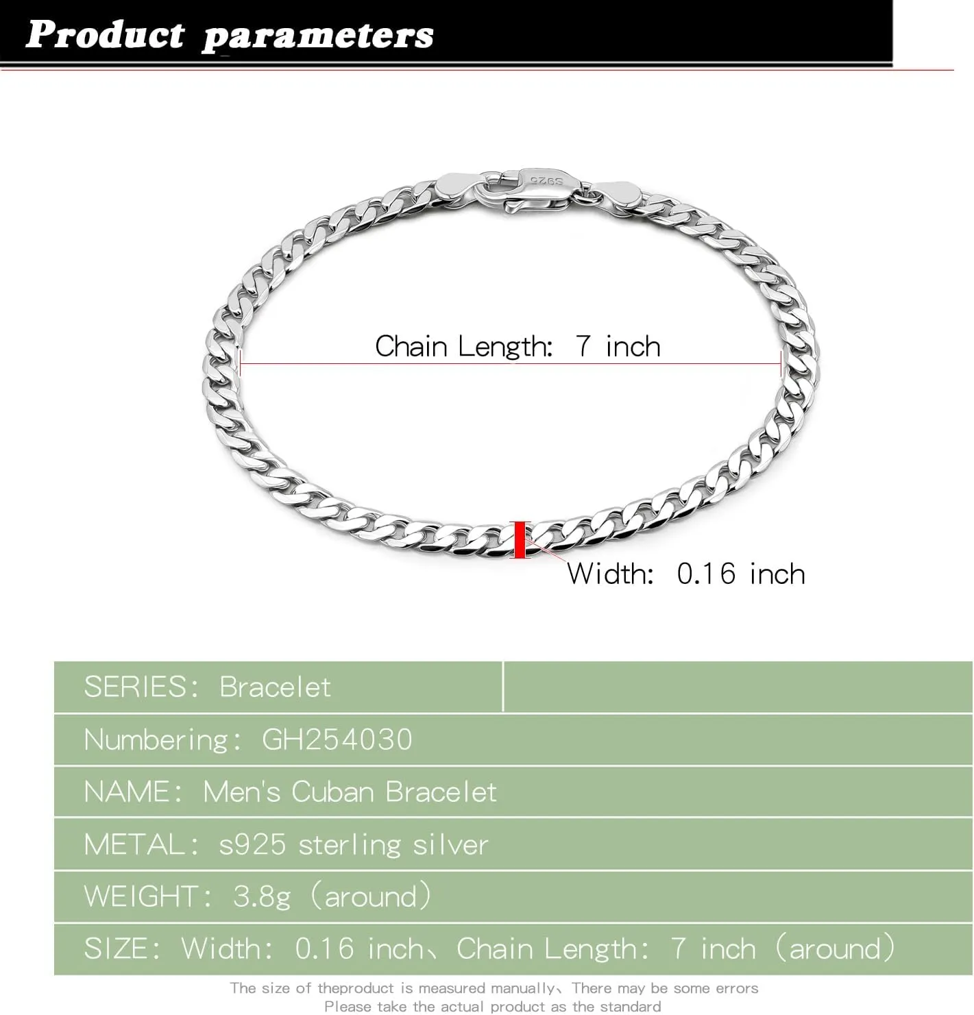 Italy 925 Sterling Silver Men Bracelet 3-4-5MM Diamond Cut Cuban Link Chain 5.9 "6.3" 7" 7.5" 8" 8.5" 9" Fine Cuff Jewelry Gifts For Women
