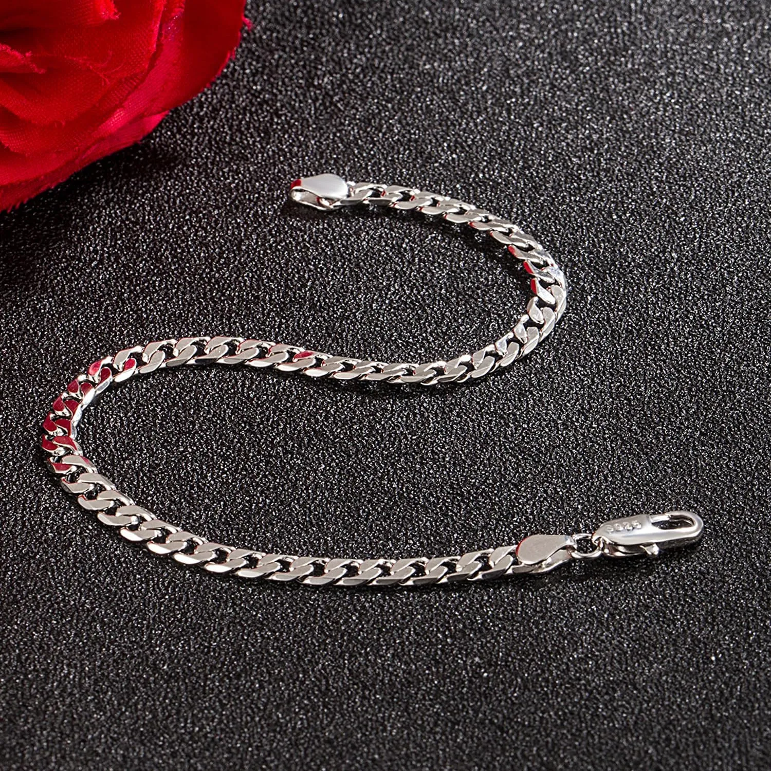 Italy 925 Sterling Silver Men Bracelet 3-4-5MM Diamond Cut Cuban Link Chain 5.9 "6.3" 7" 7.5" 8" 8.5" 9" Fine Cuff Jewelry Gifts For Women