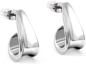 J Shaped Silver/18K Gold Plated Stud Earrings, 316L Surgical Grade Stainless Steel