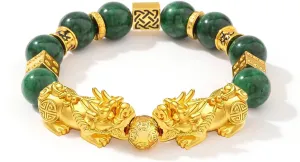 Jardme Feng Shui Bracelet- 12mm Natural Gemstone Good Luck Bracelet Necklace SetChristmas Birthday Gifts for Women Men, Money Wealth Success Bracelet Pi Xiu Bracelet