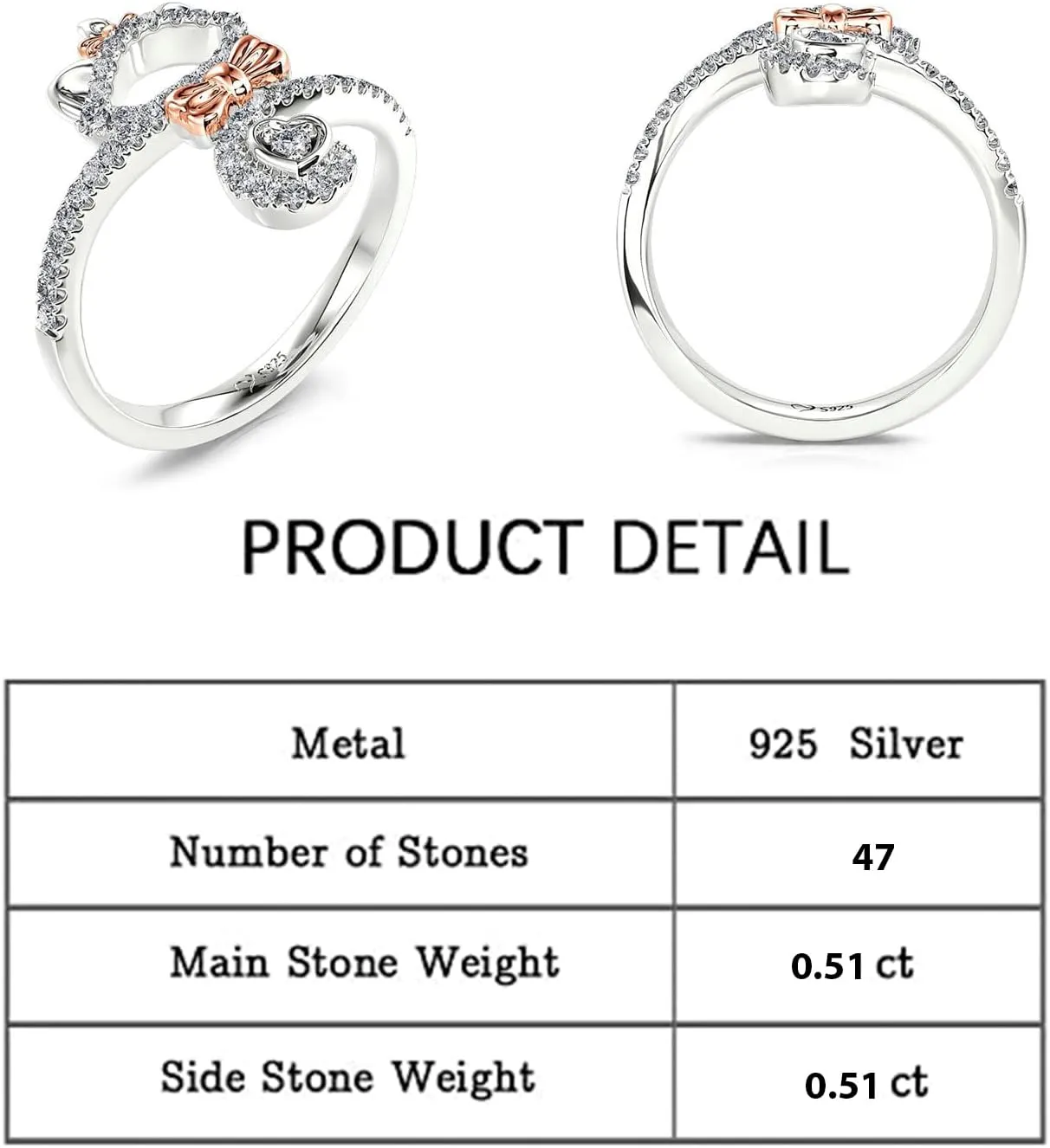 Jeulia Pear Cut Cute Cat Wrap Ring: Sterling Silver Rhinestones Animal Ring Band for Women Lovely Cat Tail Wedding Anniversary Christmas Birthday Jewelry with Gift Box