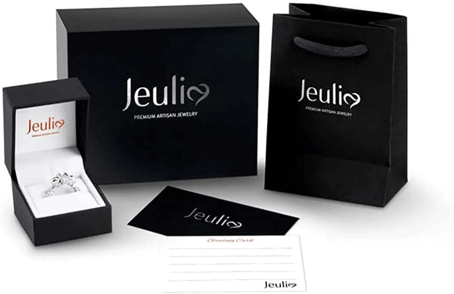 Jeulia Pear Cut Cute Cat Wrap Ring: Sterling Silver Rhinestones Animal Ring Band for Women Lovely Cat Tail Wedding Anniversary Christmas Birthday Jewelry with Gift Box