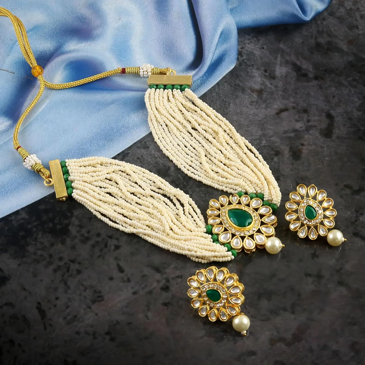 Jewarhaat AD CZ Kundan Pearl Studded Gold Plated Indian Jewelry Sets for Women