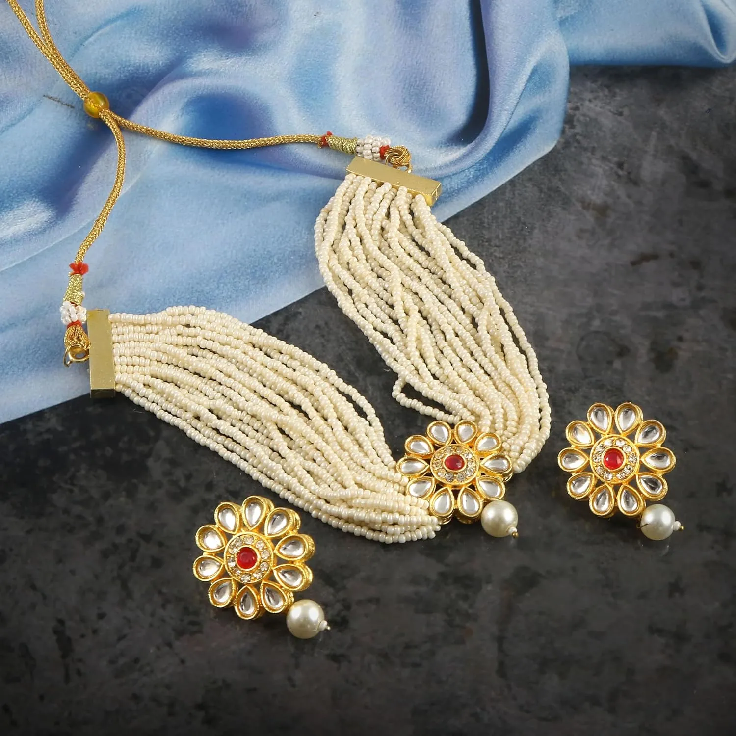 Jewarhaat AD CZ Kundan Pearl Studded Gold Plated Indian Jewelry Sets for Women