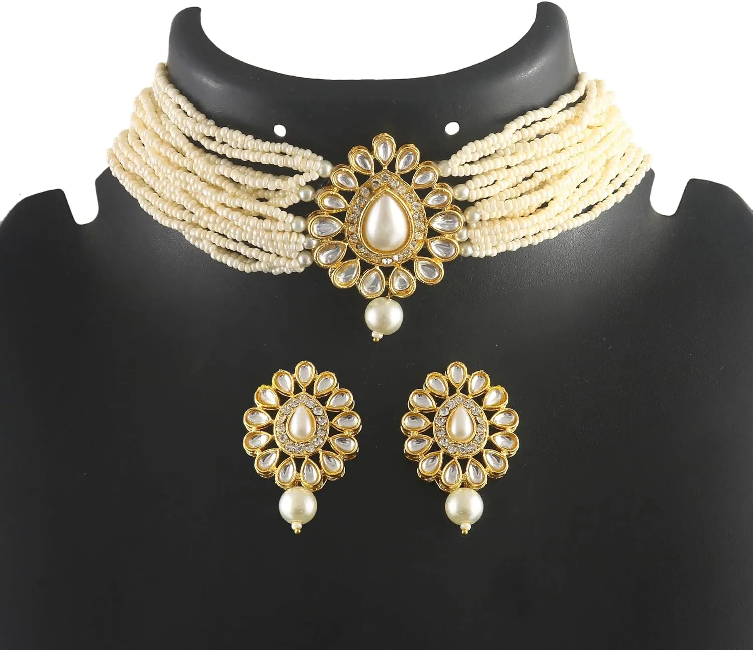 Jewarhaat AD CZ Kundan Pearl Studded Gold Plated Indian Jewelry Sets for Women