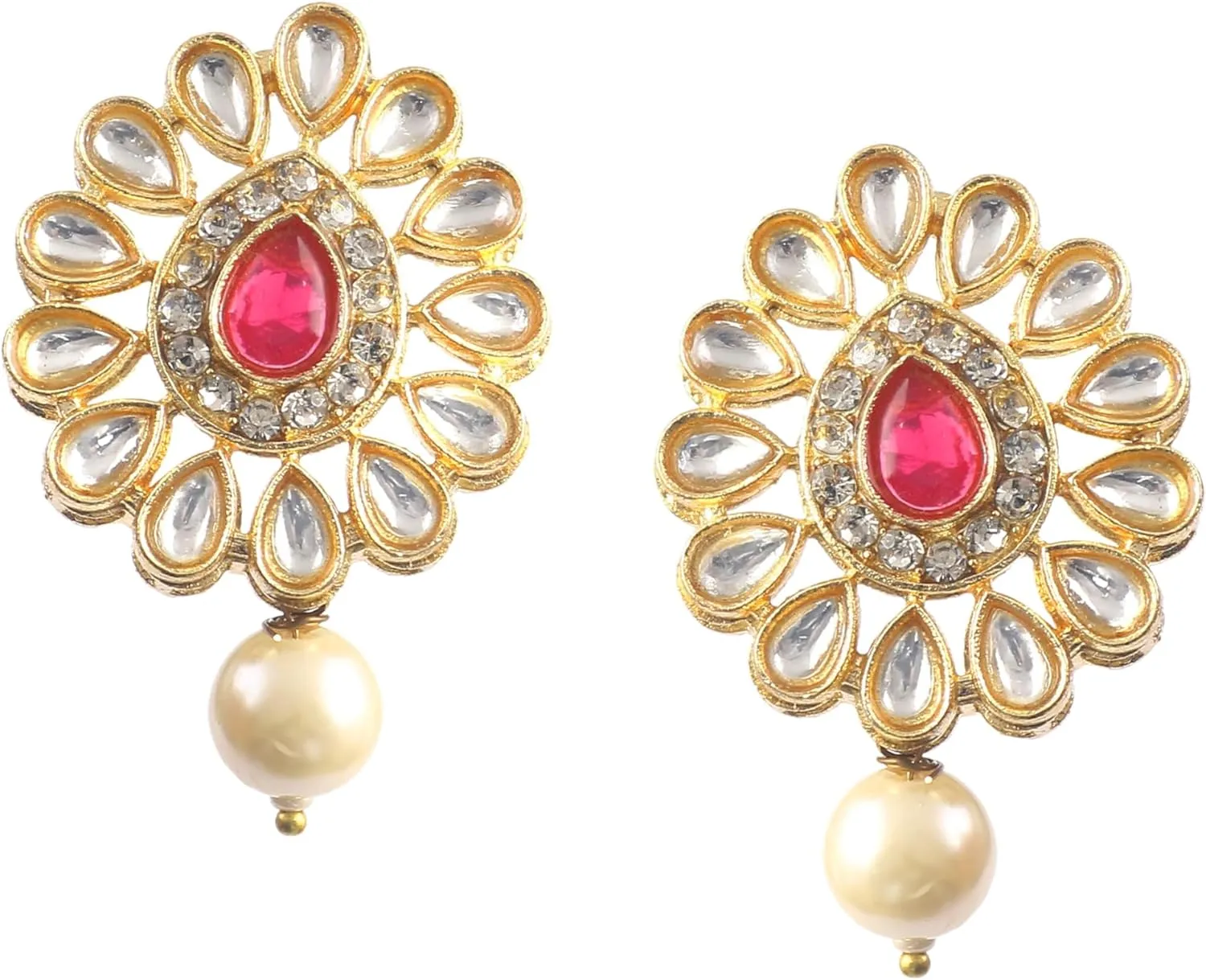 Jewarhaat AD CZ Kundan Pearl Studded Gold Plated Indian Jewelry Sets for Women