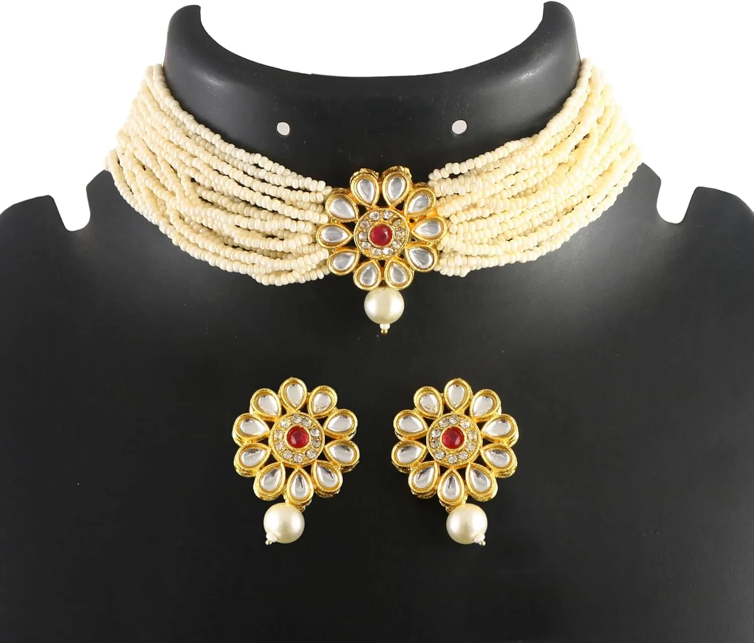 Jewarhaat AD CZ Kundan Pearl Studded Gold Plated Indian Jewelry Sets for Women