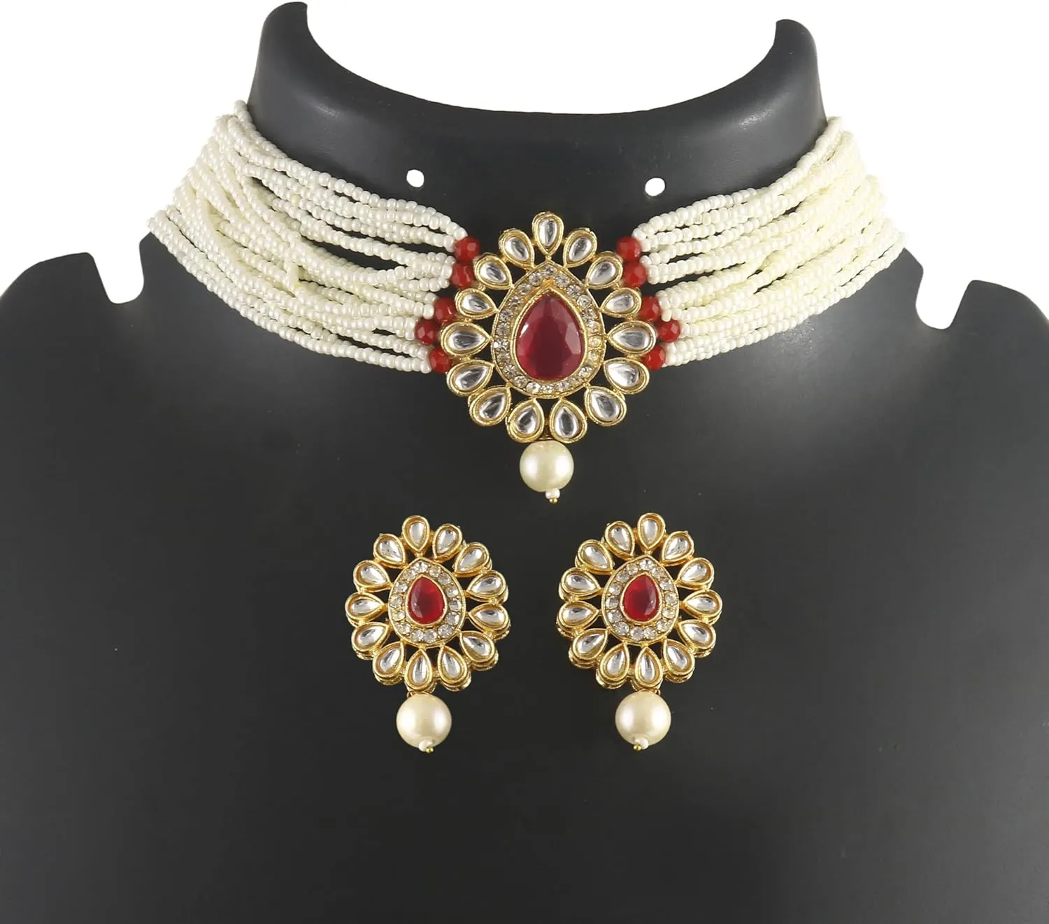 Jewarhaat AD CZ Kundan Pearl Studded Gold Plated Indian Jewelry Sets for Women