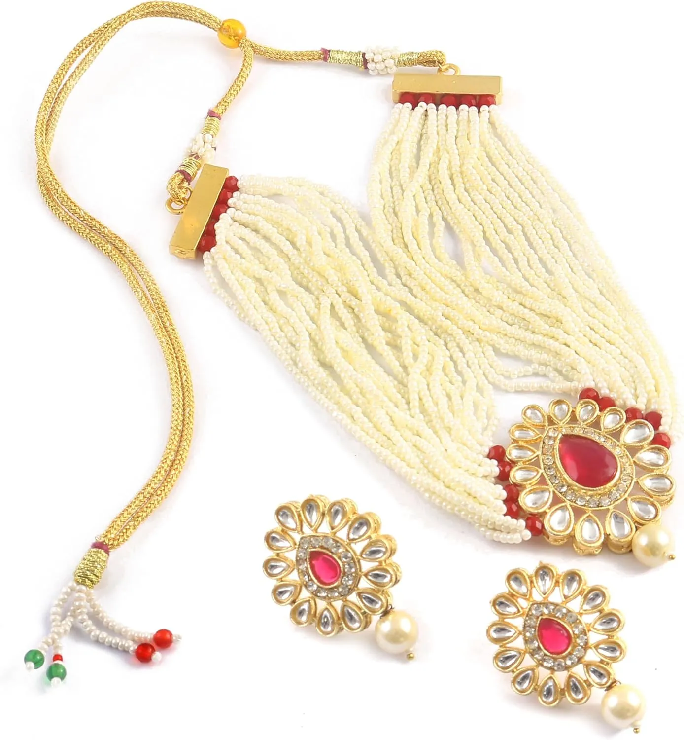 Jewarhaat AD CZ Kundan Pearl Studded Gold Plated Indian Jewelry Sets for Women