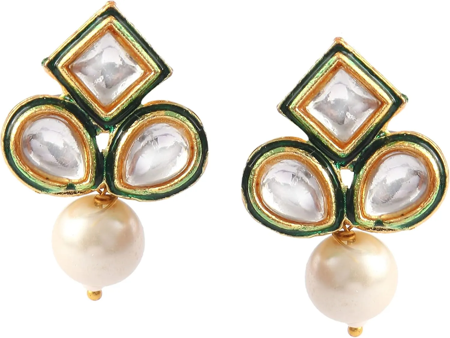 JewarHaat Indian Bollywood Necklace Set Crystal Layered Gold Plated Pearl Ad Cz Choker Gold Tone Meena Work With Matching Earrings Jewelry For Women