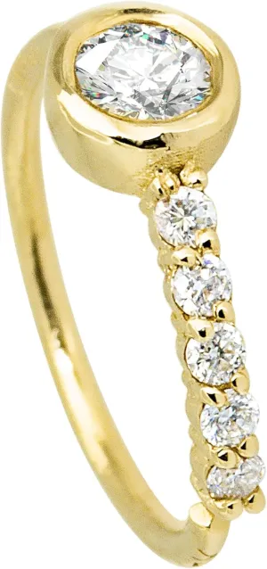 Jewelry Avalanche 20G 14K Yellow Gold Bezel Set 0.12 ctw Diamond Nose Hoop Ring Twist-open 5/16"(8mm) Nose Ring, Unisex 14KNH072BZY-WD