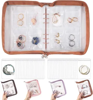 Jewelry Storage Book Clear Earring Organizer Book Travel Jewelry Organizer Book for Earrings Necklace Bracelet Ring with Clear Zippered Pouch