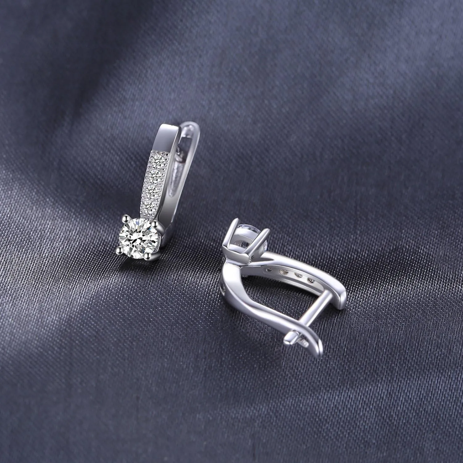 JewelryPalace 1ct Cubic Zirconia Huggie Hoop Earrings for Women, CZ Round Cut 925 Sterling Silver 14k White Yellow Rose Gold Plated Drop Dangle Earrings for Her