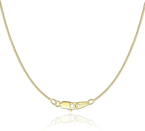 Jewlpire Solid 18K Gold Over 925 Sterling Silver Chain Necklace for Women Girls, 0.8mm Box Chain Lobster Claw Clasp-Super Thin & Strong Necklace Chain 16/18/20/22/24 Inch
