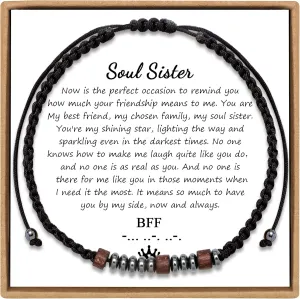 JoycuFF Morse Code Bracelets for Women Men Anniversary Birthday Gifts for Best Friend Mom Daughter Son Boyfriend Girlfriend Husband Grandma Granddaughter Grandson Wrap Strand Wood Bracelet
