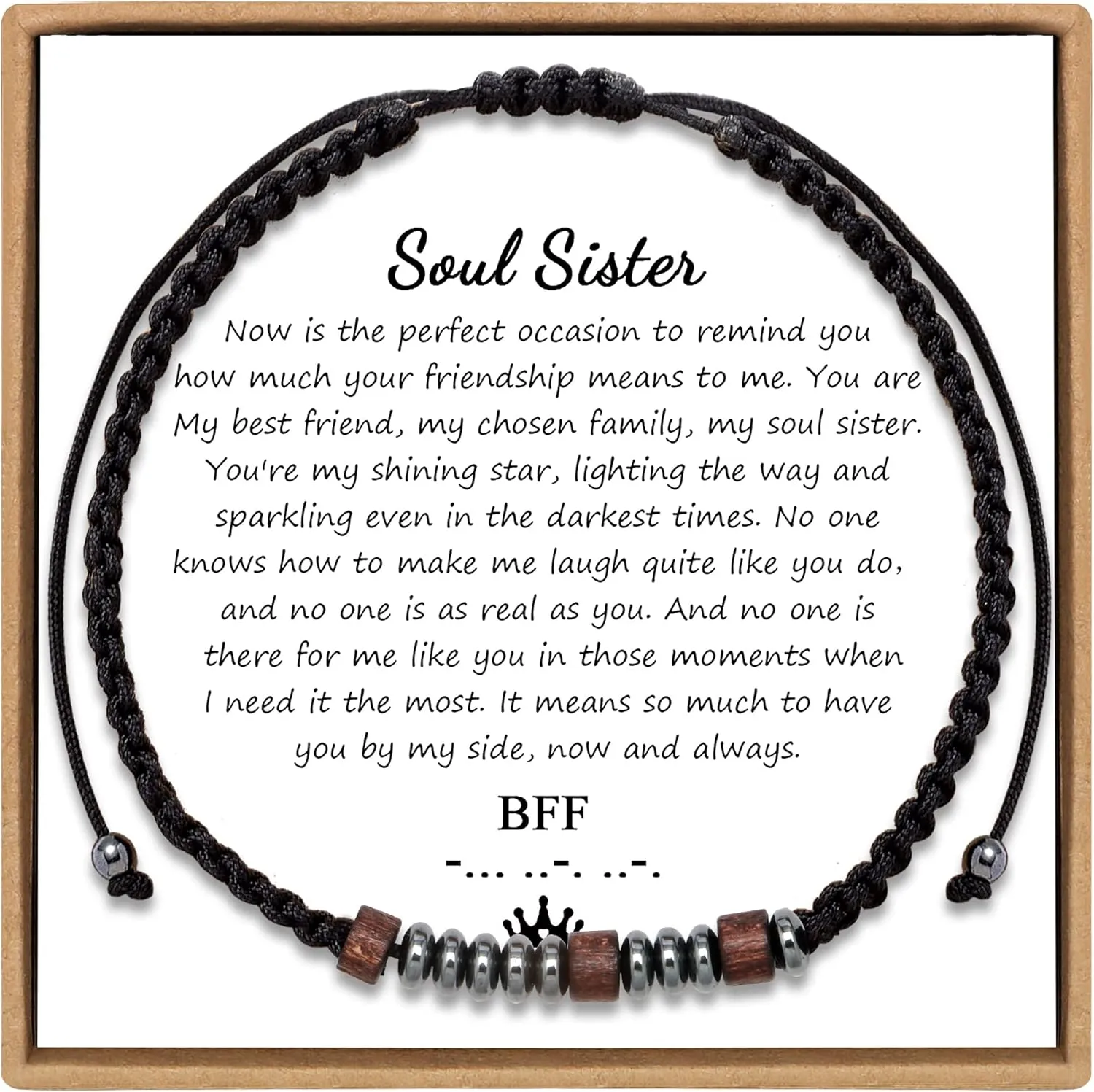 JoycuFF Morse Code Bracelets for Women Men Anniversary Birthday Gifts for Best Friend Mom Daughter Son Boyfriend Girlfriend Husband Grandma Granddaughter Grandson Wrap Strand Wood Bracelet