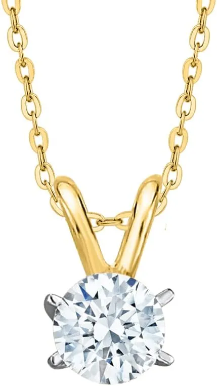 KATARINA 4.34 ct. Round Brilliant Cut Diamond Solitaire Pendant Necklace in 14K Gold (H-Color, VS1-Clarity)