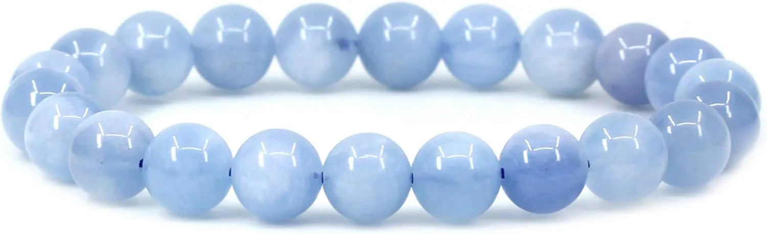 Keleny Gem Semi Precious Gemstones 8mm Round Beads Crystal Stretch Bracelets 7 Inch Unisex