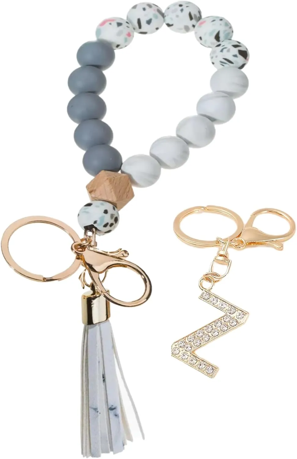 Key Ring Bracelet Silicone Beaded Holder Wrislet Car Keychain Portable House Car Keys Ring Holder Beaded Chains