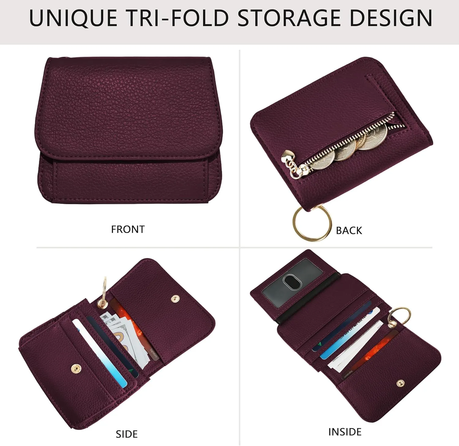 Keychain Wallet RFID Wristlet Wallets for Women,Small Wallets Woman Key Chain Wallet with Coin Pocket and Id Window